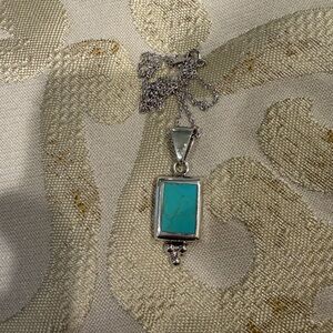 Sterling SilverTurquoise Pendant Necklace with 16” Sterling silver chain